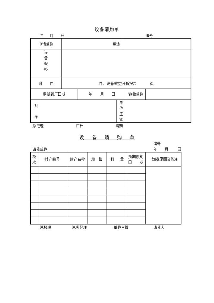 设备增设请购单word模板-办公资源网