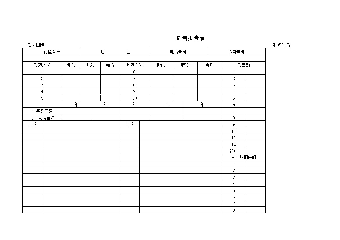 销售报告表销售报表word模板-办公资源网