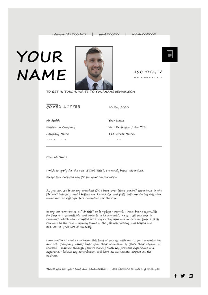 简约商务风销售财务相关岗位个人通用英文简历Word模板-办公资源网