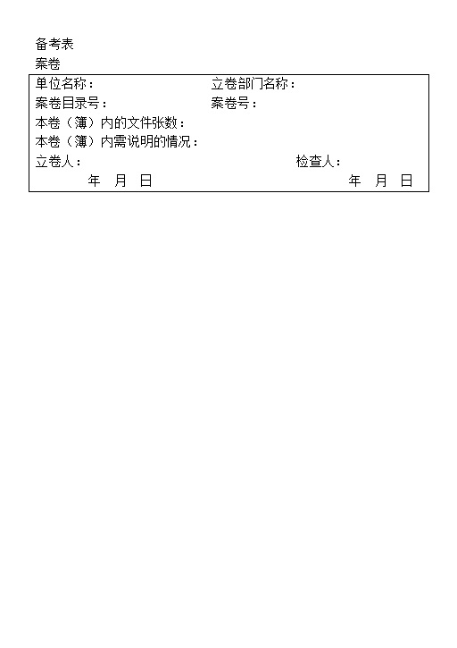 单位部门案卷立卷备考表Word模板-办公资源网