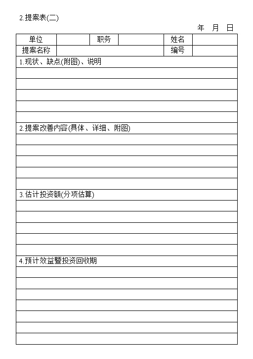 某企业项目改善提案申请表范本Word模板-办公资源网