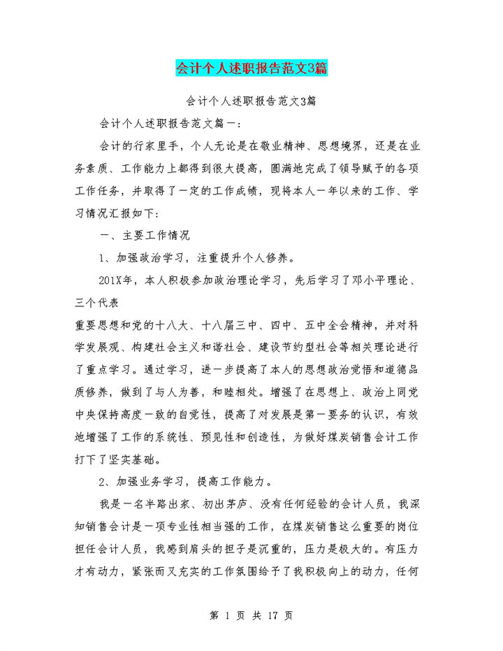 集团企业会计岗位个人年终总结述职报告Word模板-办公资源网
