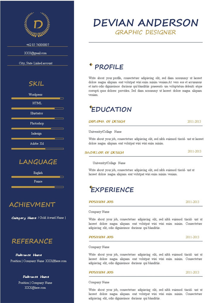 黑色简约大气美术设计员求职通用简历Word模板-办公资源网