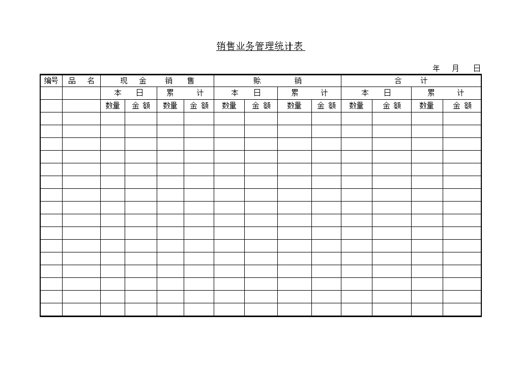 销售业务管理统计表word模板-办公资源网