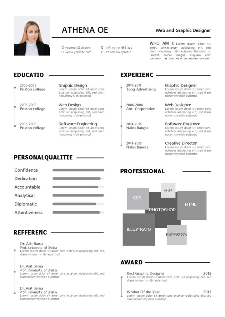 网页设计师平面设计师通用的个人简历求职简历Word模板-办公资源网