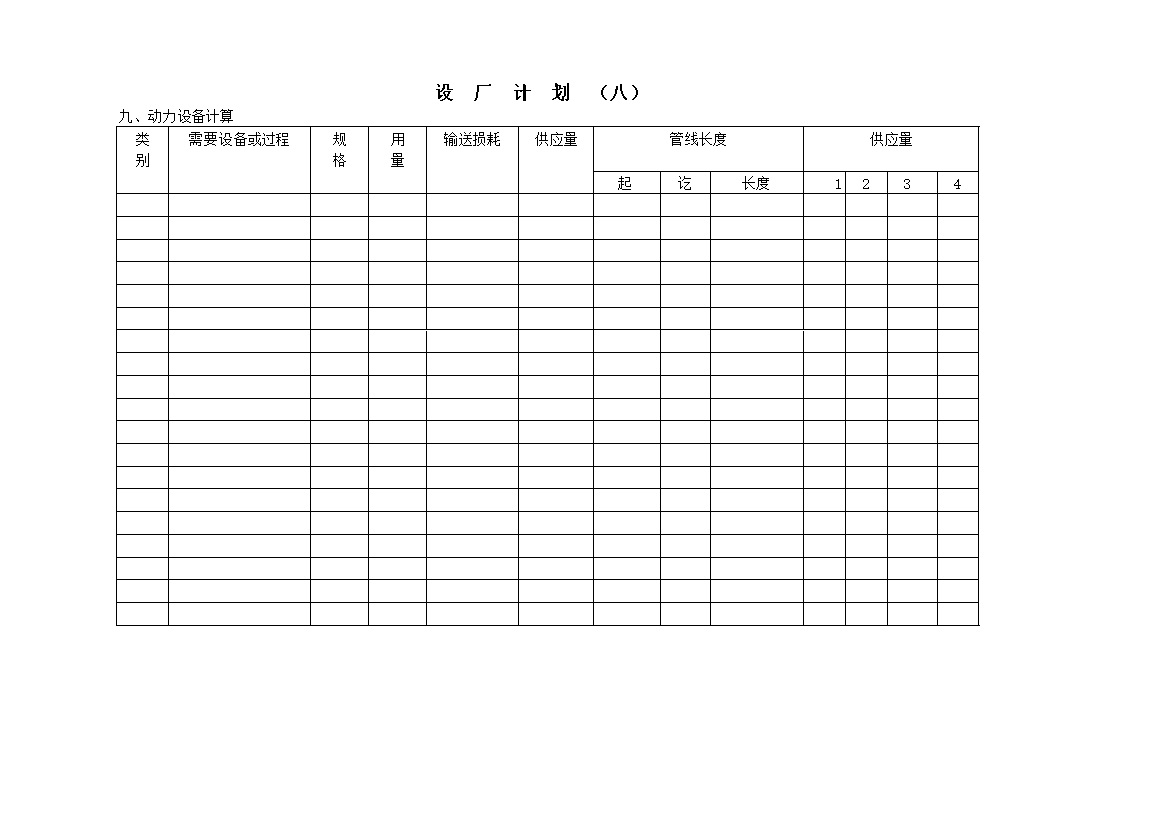 设厂计划之动力设备计算word模板-办公资源网