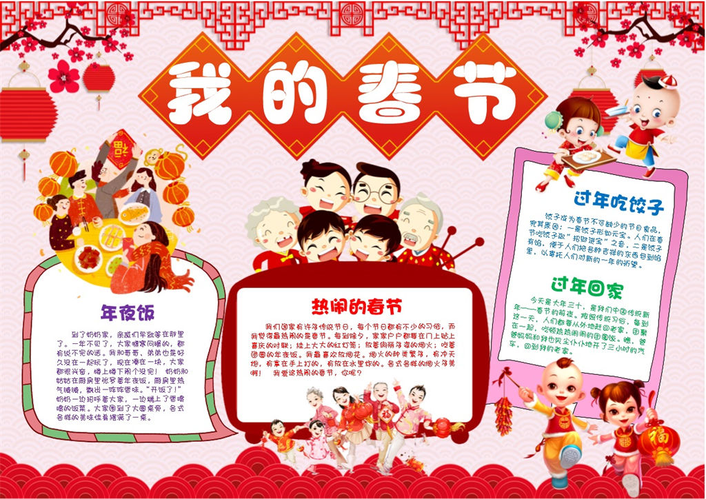我的春节年俗快乐小报手抄报Word模板-办公资源网