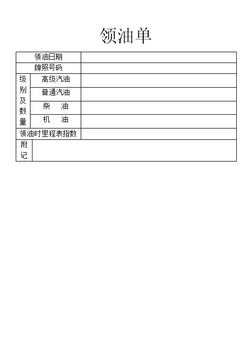 企业公司员工车辆领油单Word模板-办公资源网