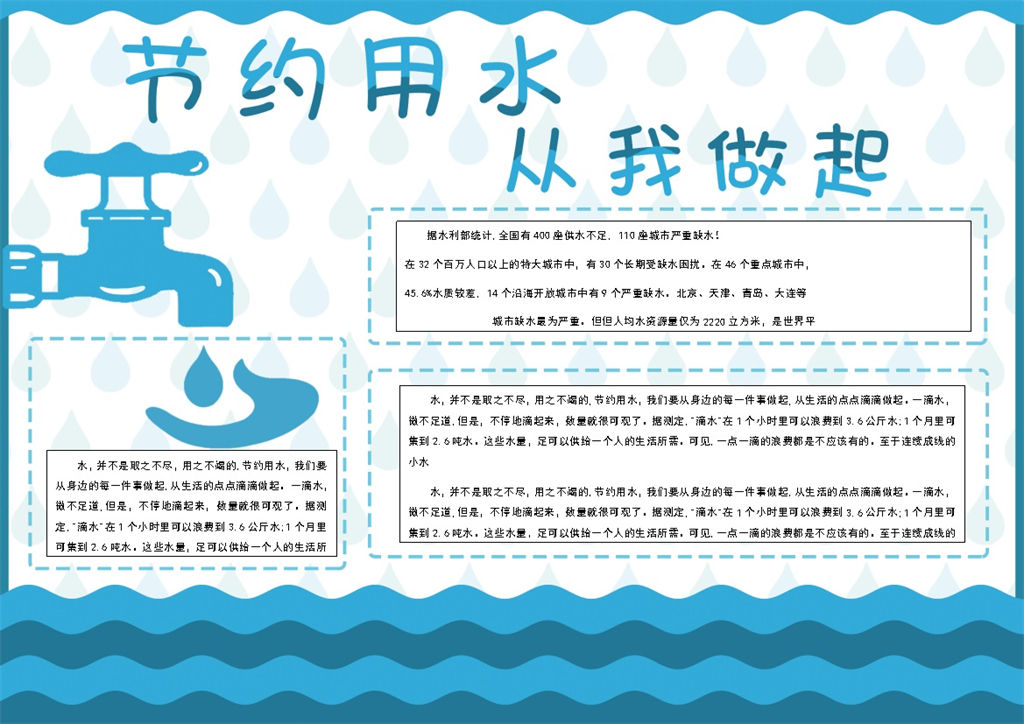 宣传提倡节约用水手抄报Word模板-办公资源网