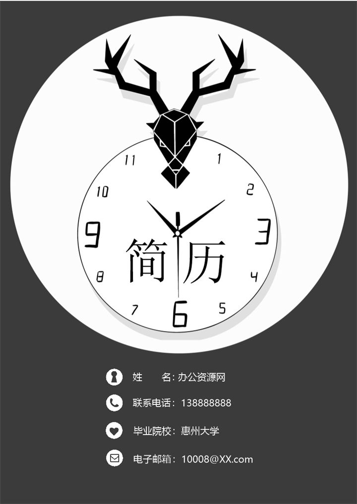 黑色商务风格服装设计师个人求职简历Word模板-办公资源网