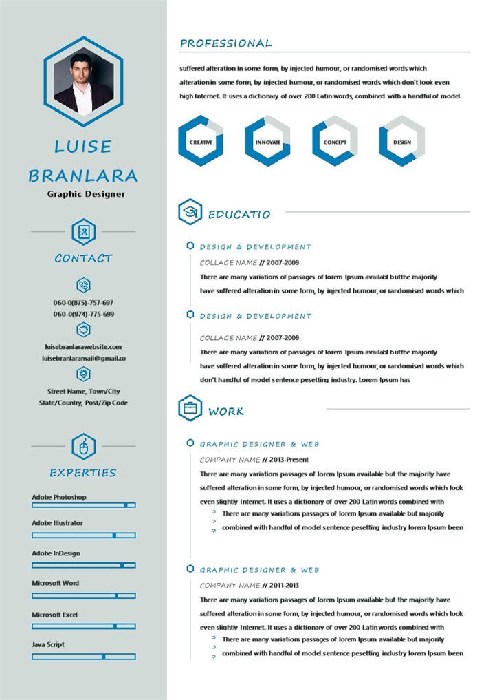 平面设计师通用求职简历个人简历自荐信套装Word模板-办公资源网