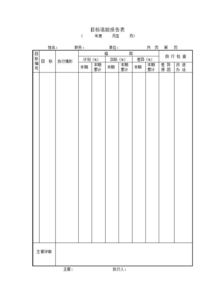 目标追踪报告表word模板v-办公资源网