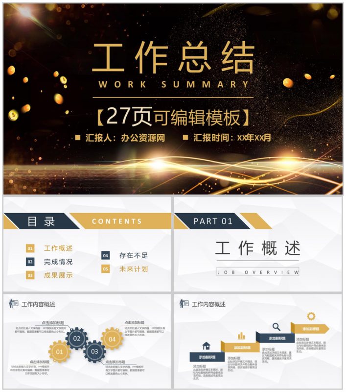 财务预算总结汇报部门月度工作总结PPT模板-办公资源网