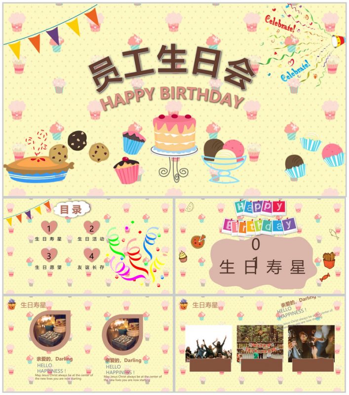 企业员工生日会活动策划方案纪念电子相册动态PPT模板-办公资源网