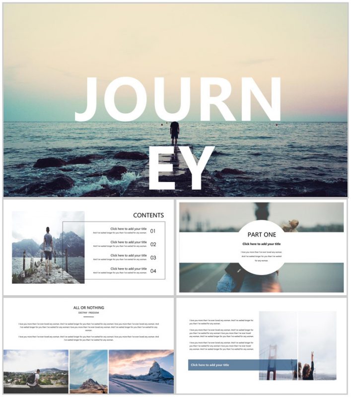 时尚欧美风欧美旅行旅途景点介绍画册纪念PPT模板-办公资源网