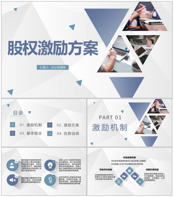 创业公司合伙人股权分配制度股权激励方案设计PPT模板-办公资源网