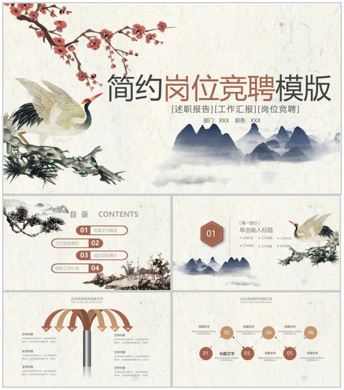 棕黄色复古风岗位竞聘个人述职报告PPT模板-办公资源网
