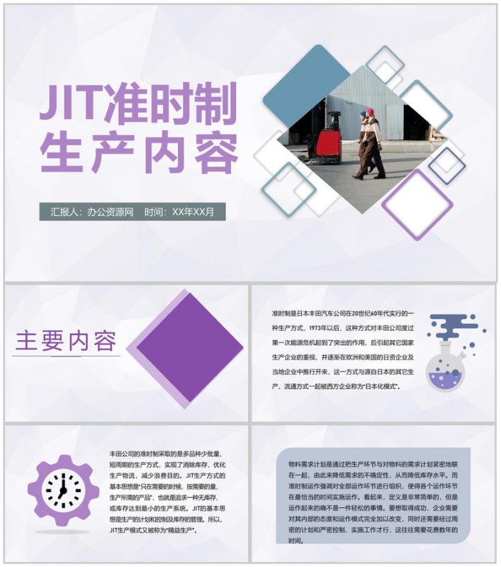 JIT准时制生产内容学习精益生产方式JIT特征说明PPT模板-办公资源网