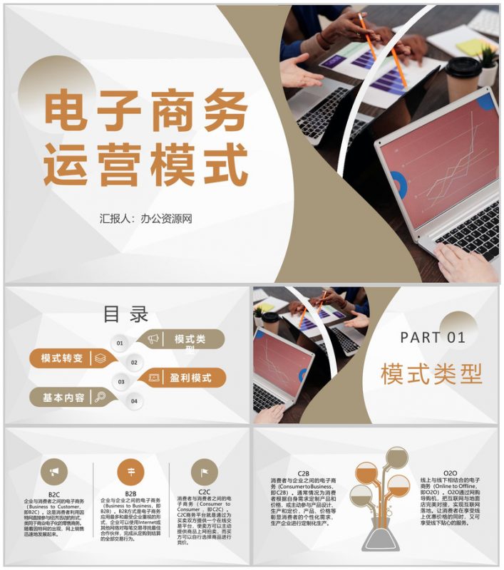 电商发展计划方案公司电子商务经营模式总结汇报PPT模板-办公资源网