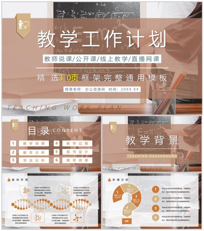 学校教师教研情况汇报演讲教学工作计划总结PPT模板-办公资源网