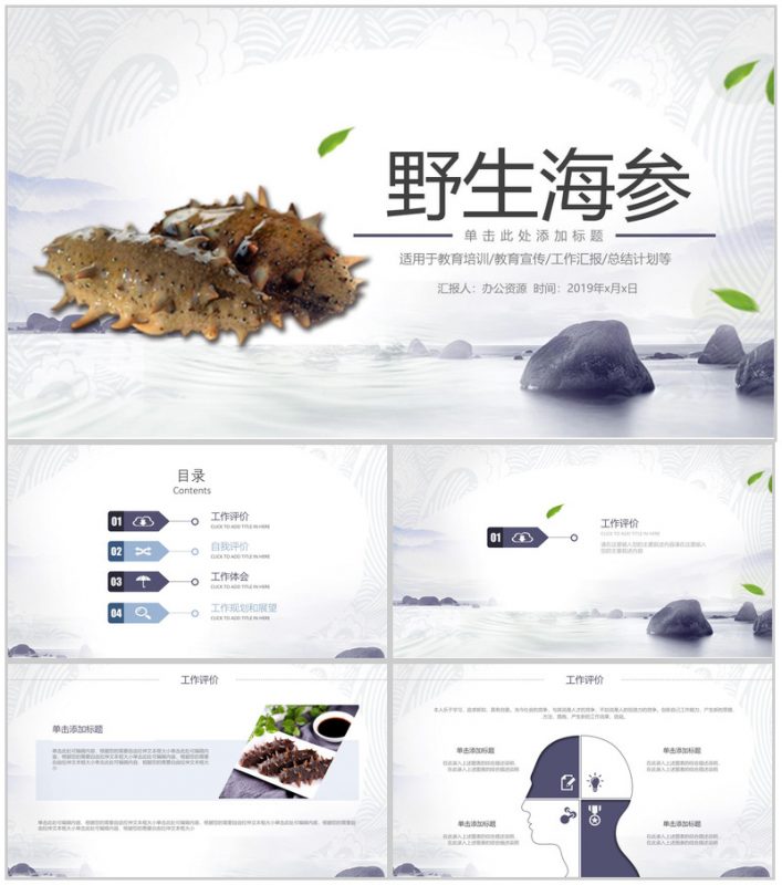 健康野生海参动态产品推广宣传工作汇报PPT模板-办公资源网