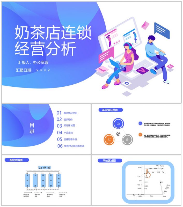 捧在手里甜在心中！XXX奶茶店连锁经营分析PPT模板-办公资源网