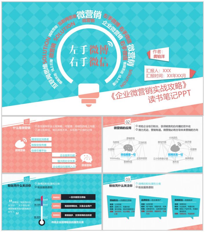 企业微营销实战商务读书笔记PPT模板-办公资源网