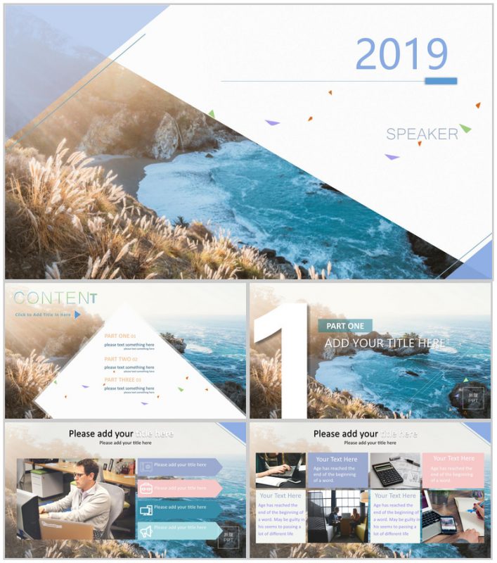 商务年终总结商务总结欧美风格扁平PPT模板-办公资源网