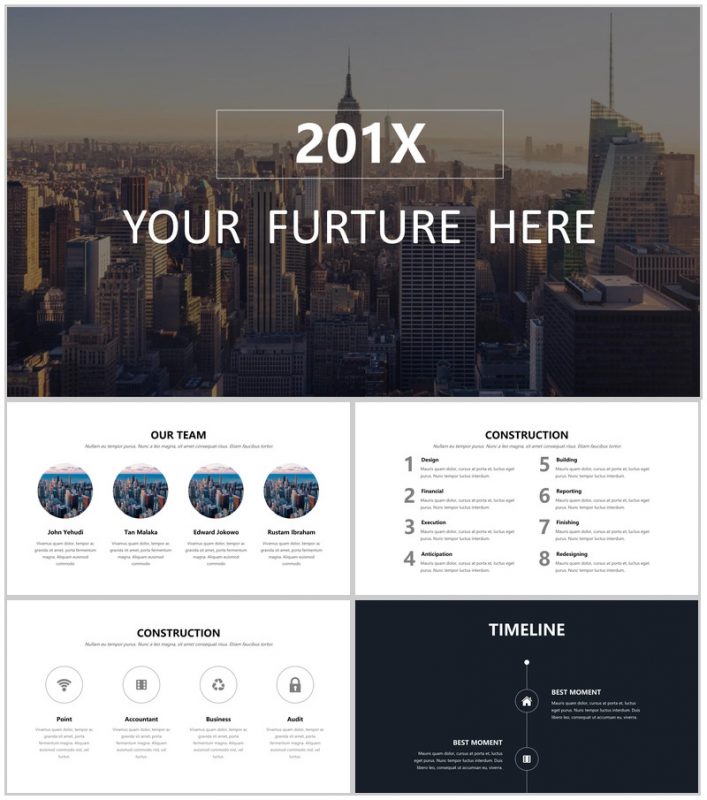 欧美大气时尚风景建筑工作汇报PPT模板-办公资源网
