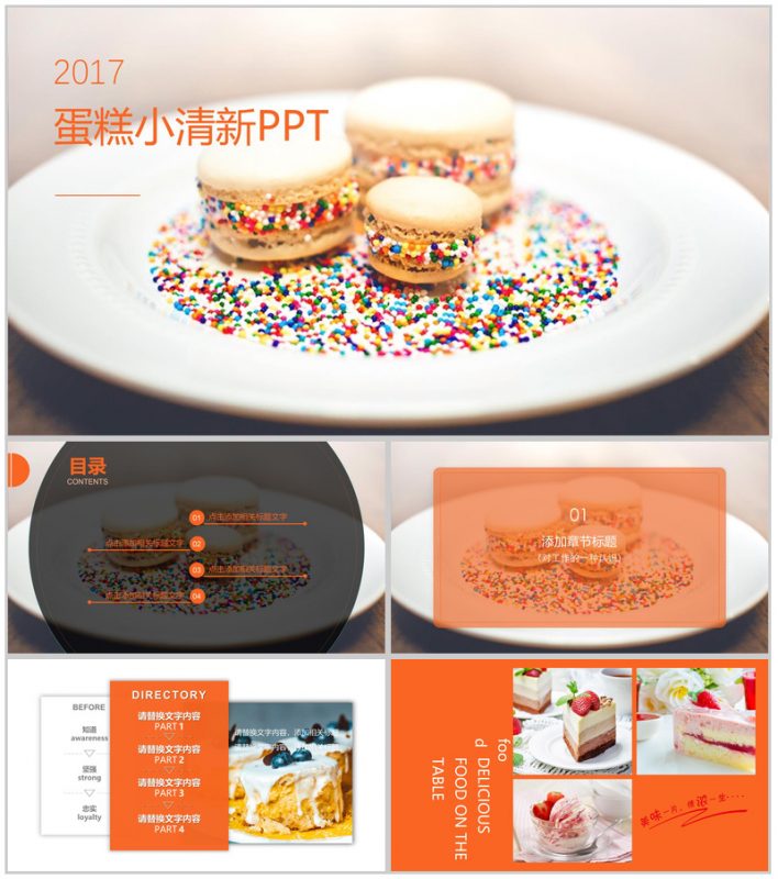 小清新蛋糕甜点展示品牌宣传PPT模板-办公资源网