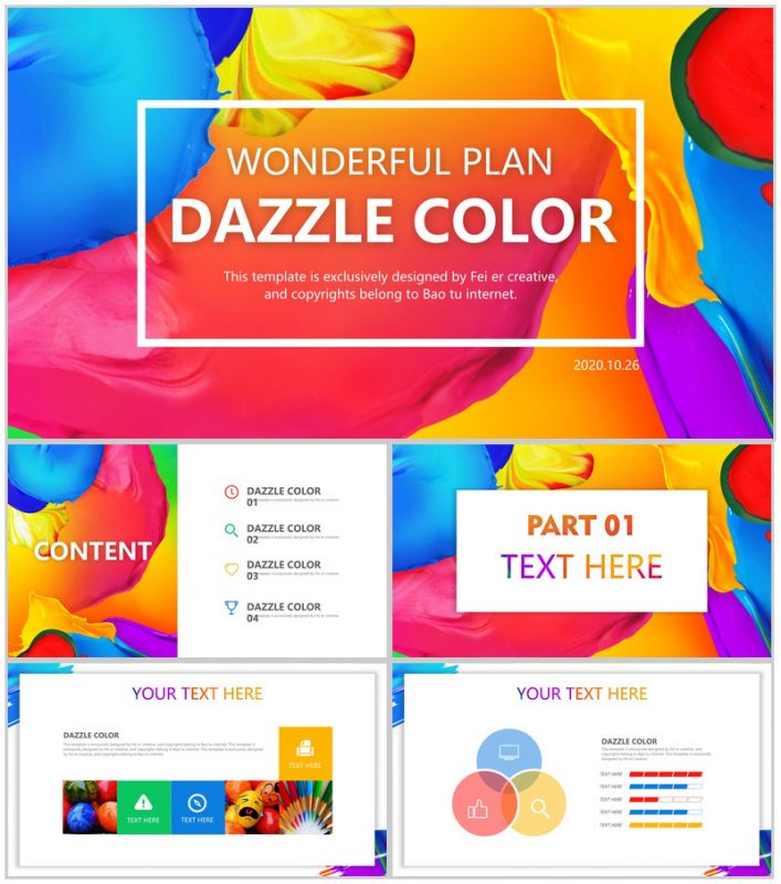 绚丽水彩风工作汇报通用PPT模板-办公资源网
