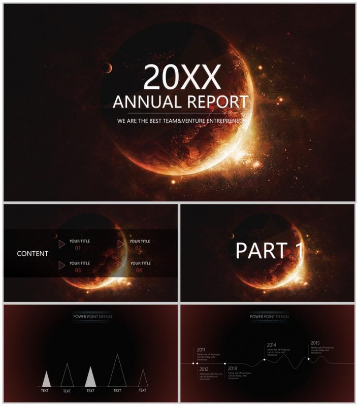 时尚高逼格星空宇宙星球工作总结报告PPT模板-办公资源网