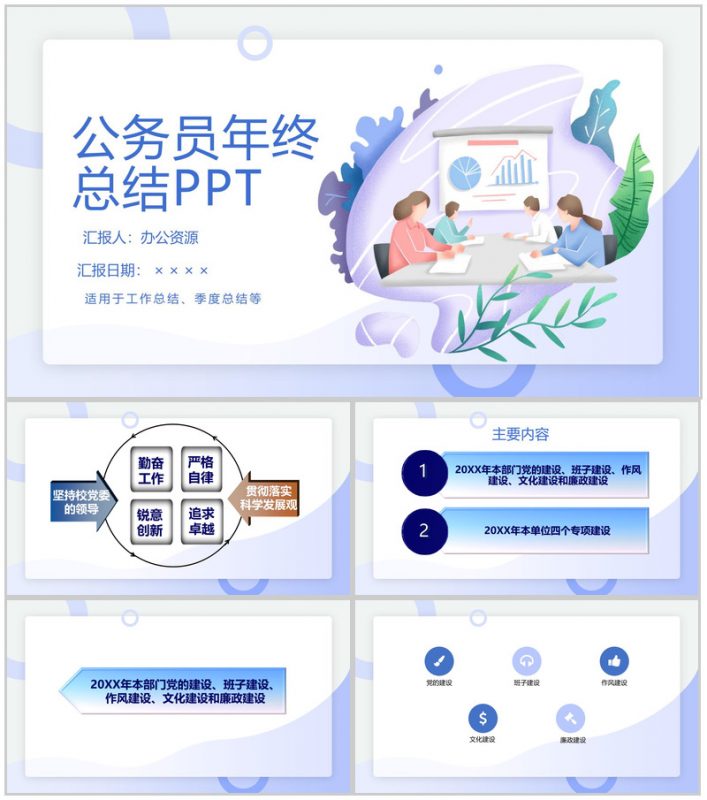 XX交通大学2029年公务员机关部年终总结述职PPT模板-办公资源网