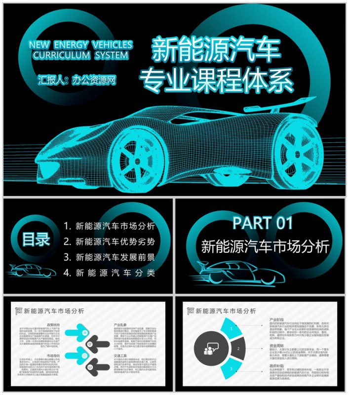 新能源汽车的发展现状优点缺点市场分析发展前景及趋势优劣势PPT模板-办公资源网