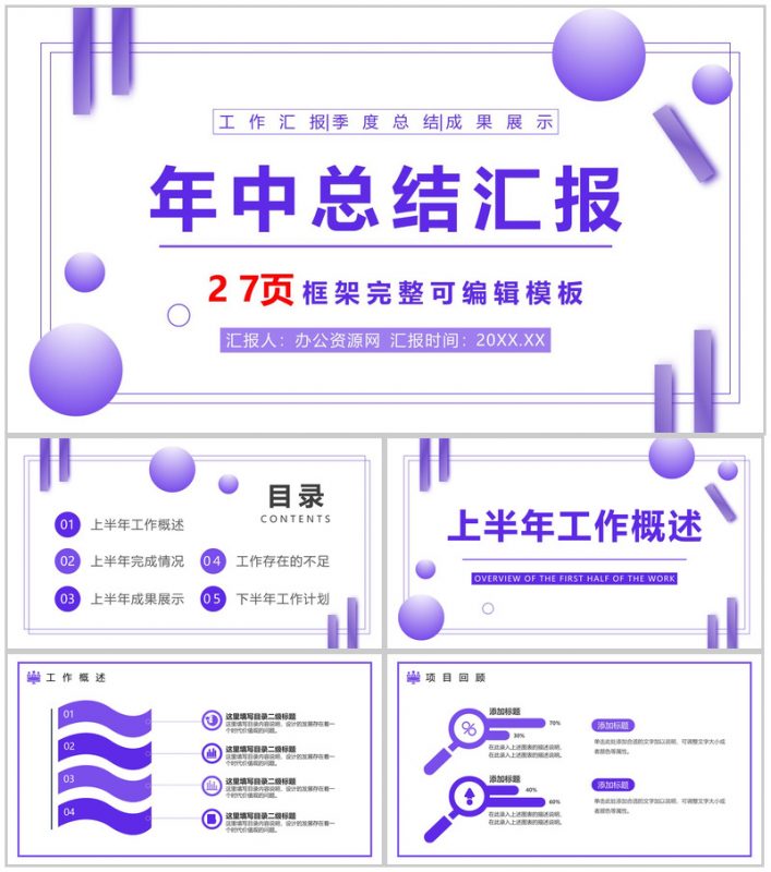 唯美简约炫酷科技年终总结工作汇报PPT模板-办公资源网