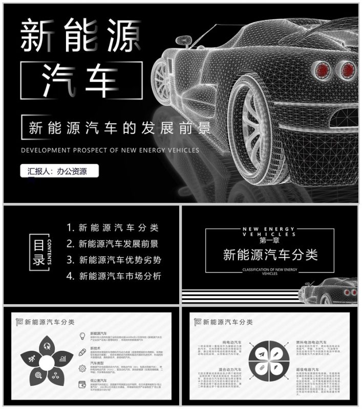 新能源汽车的发展前景及趋势现状市场分析优劣势PPT模板-办公资源网
