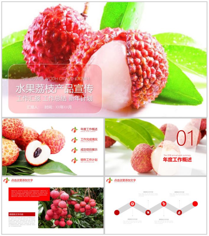 水果荔枝产品宣传工作总结PPT模板-办公资源网