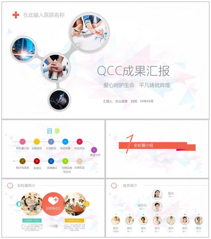 白色简洁简约商务医药QCC成果汇报医疗总结PPT模板-办公资源网