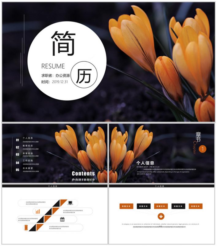 清新实用简约商务个人简历求职竞聘PPT模板-办公资源网