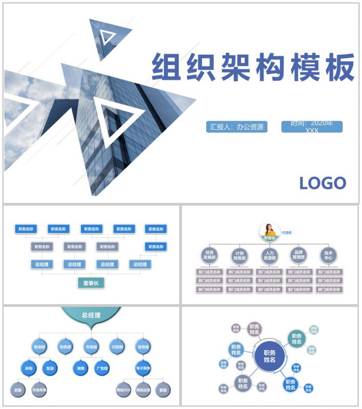 白色简约某大型公司组织架构图PPT模板-办公资源网