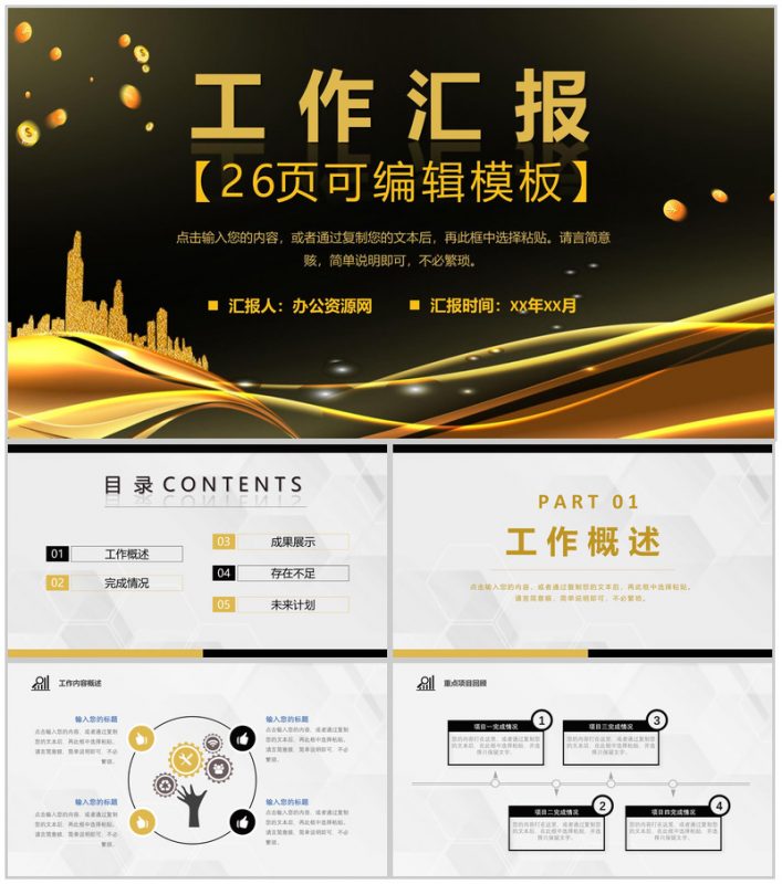 集团单位财务分析汇报公司员工工作成果总结汇报通用PPT模板-办公资源网