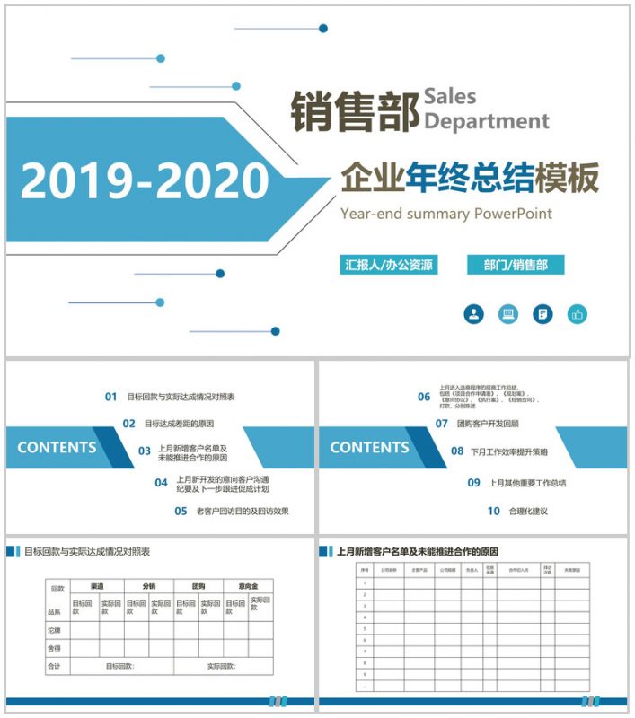 蓝白简约某酒业公司月度销售工作总结PPT模板-办公资源网
