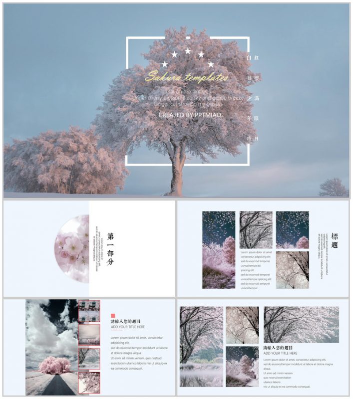 唯美水彩花卉插画风通用动态PPT模板-办公资源网