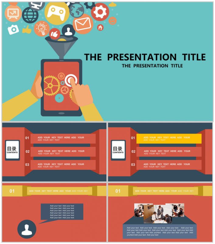 蓝色卡通商务通用PPT模板-办公资源网
