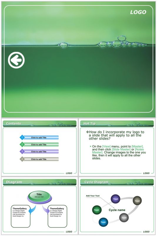 创意水滴景象商务通用PPT模板-办公资源网