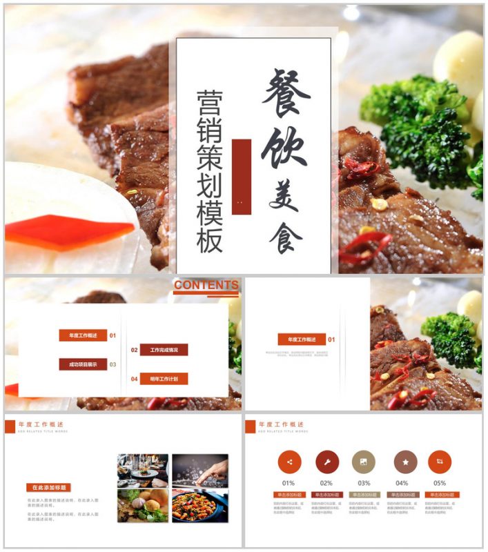 餐饮美食大气西餐美食营销推广策划PPT模板-办公资源网