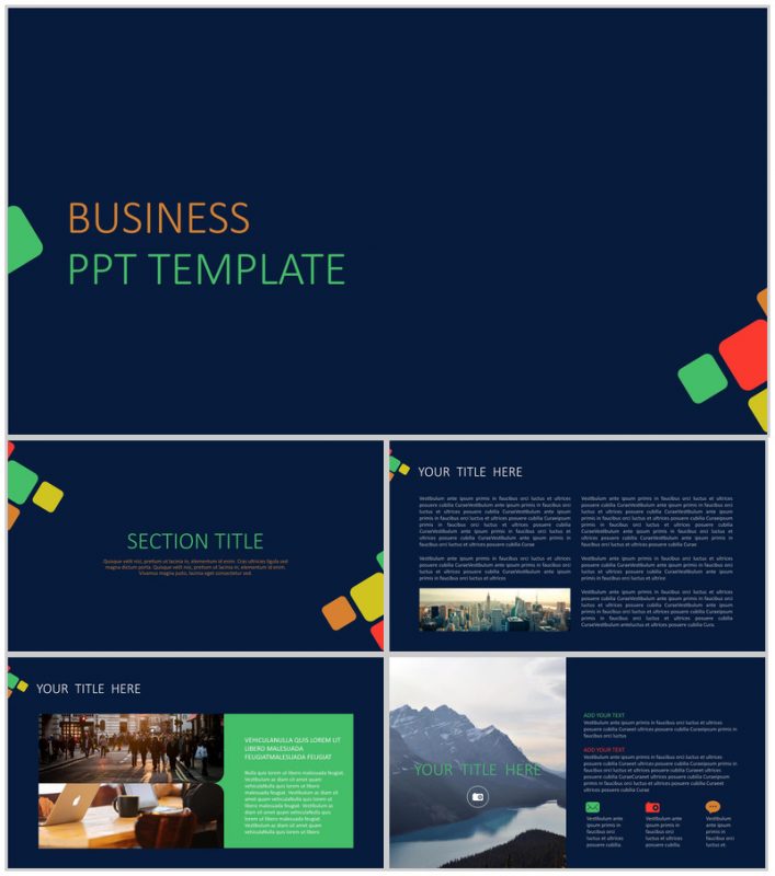 商务蓝精美配色商务通用PPT模板-办公资源网