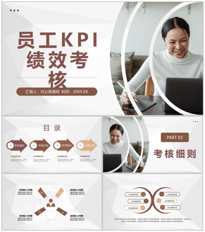 单位员工月度KPI绩效考核个人能力评价结果汇报PPT模板-办公资源网