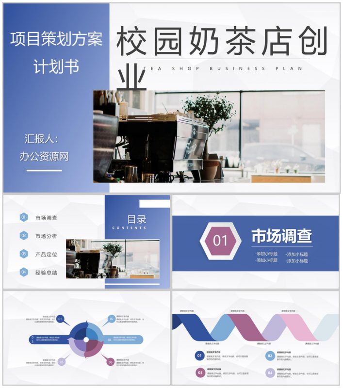 商务高校校园奶茶店开店大学生合作开店融资方案路演PPT模板-办公资源网