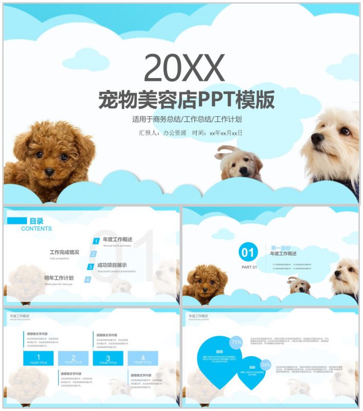宠物美容店行业报告商务总结PPT模版-办公资源网